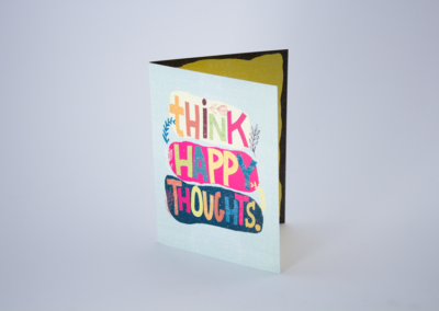 Greeting Card Printing Think Happy Thoughts Glitter